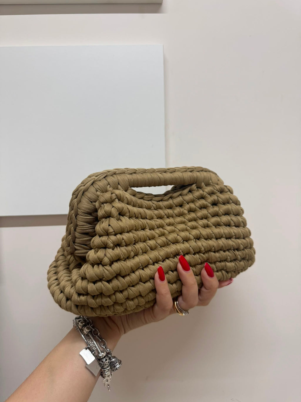 Borsa Clutch Intrecciata Fango