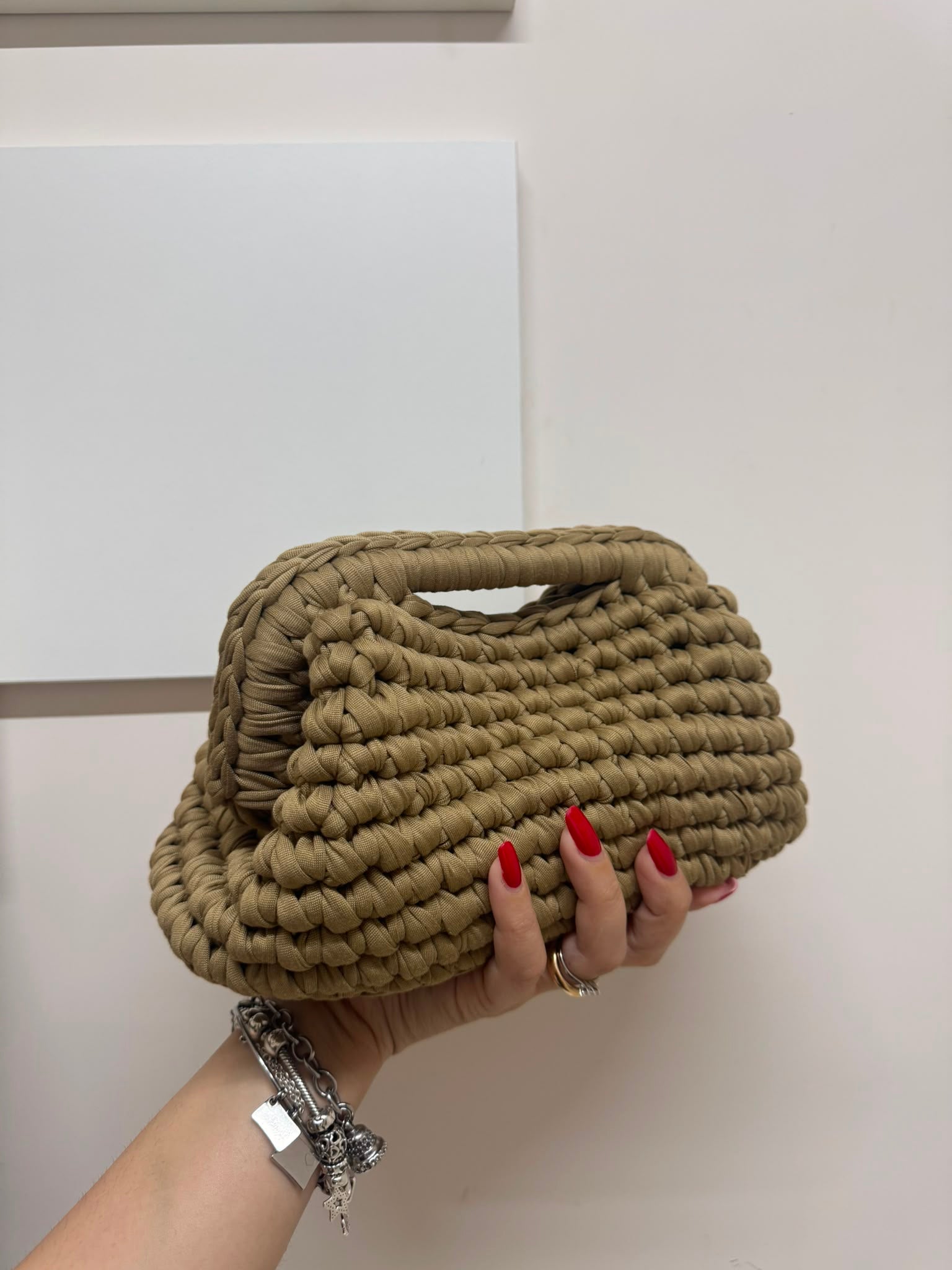 Borsa Clutch Intrecciata Fango